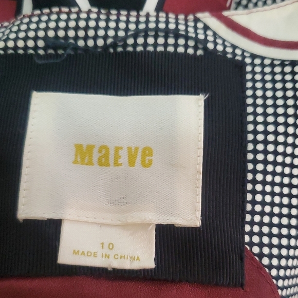 Anthropologie Maeve Burgundy Black Moonsong Sleeveless Back Zip Dress Size 10 - Picture 9 of 13